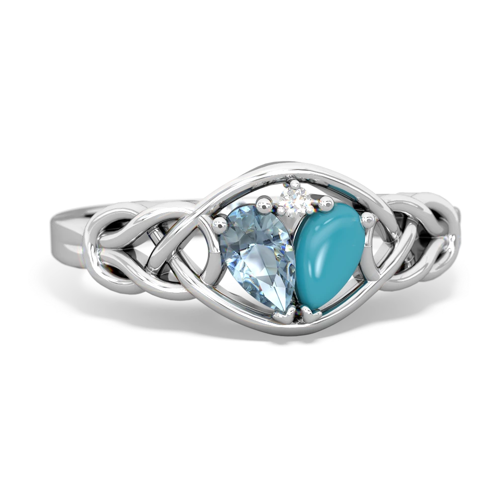 Aquamarine Celtic Love Knot 14K White Gold ring R5420