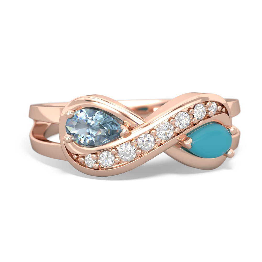 Aquamarine Diamond Infinity 14K Rose Gold ring R5390