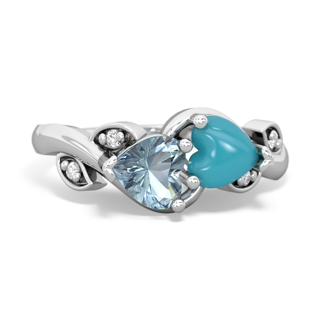 Aquamarine Floral Elegance 14K White Gold ring R5790