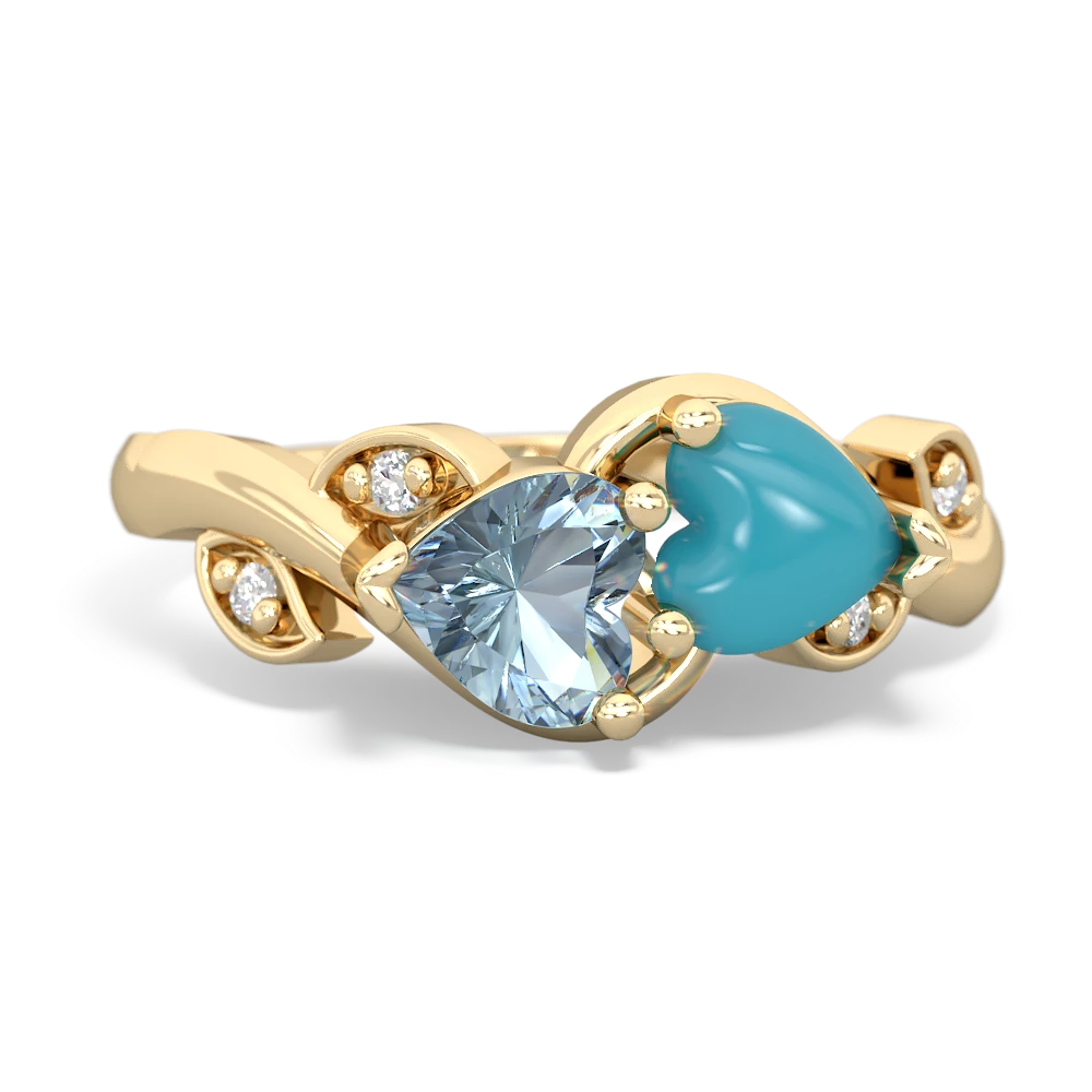 Aquamarine Floral Elegance 14K Yellow Gold ring R5790