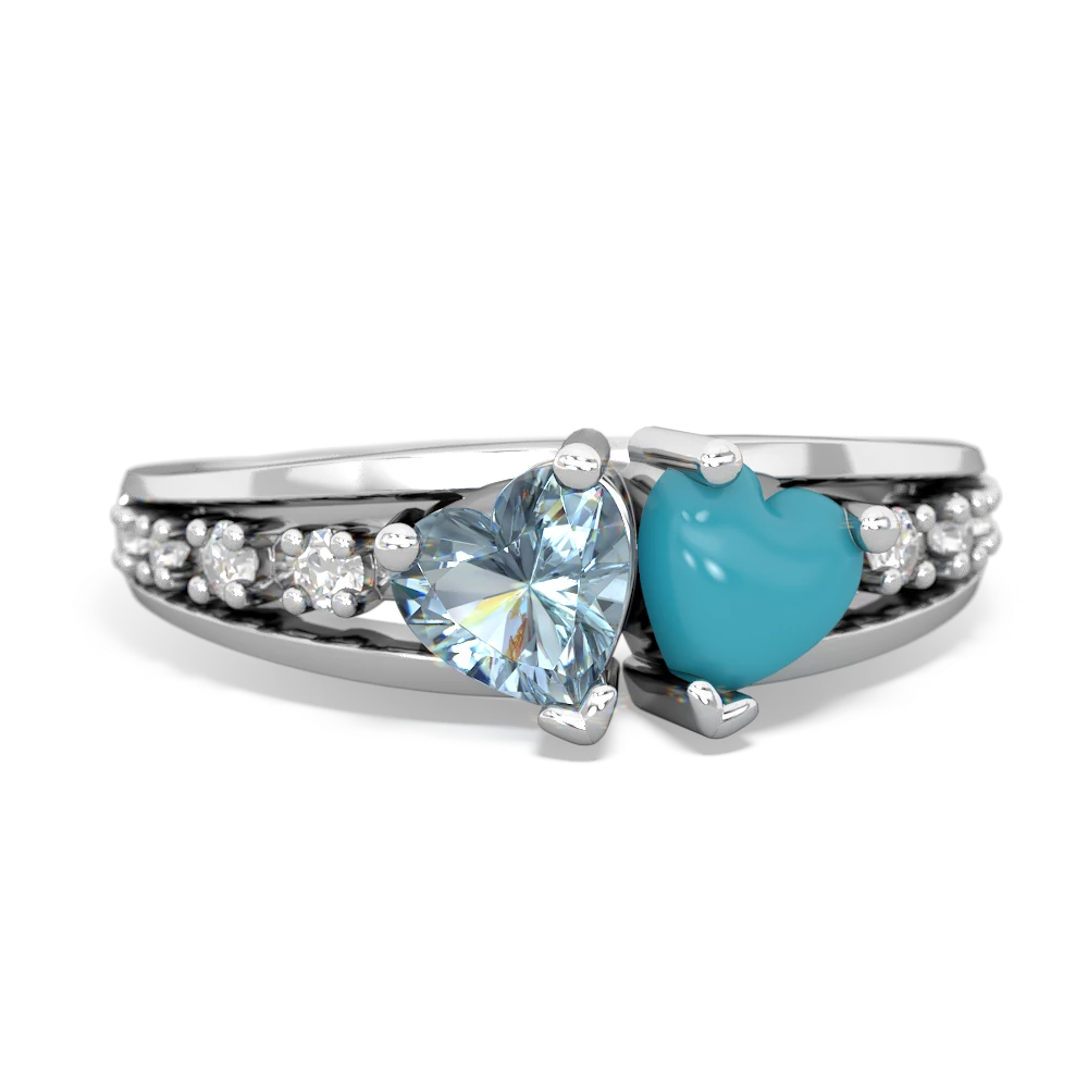 Aquamarine Heart To Heart 14K White Gold ring R3342