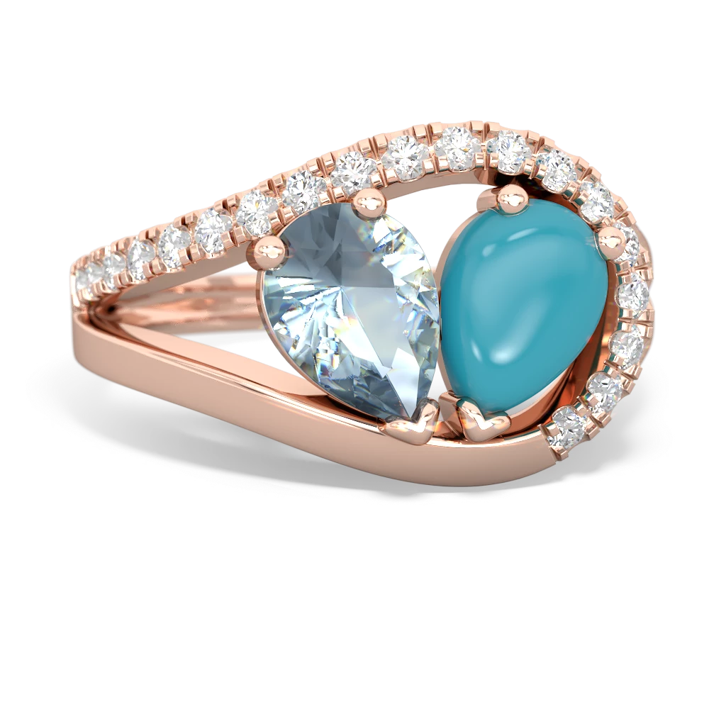 Aquamarine Nestled Heart Keepsake 14K Rose Gold ring R5650