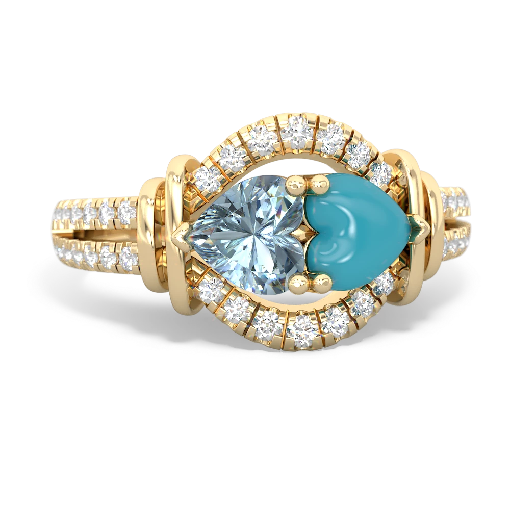 Aquamarine Art-Deco Keepsake 14K Yellow Gold ring R5630