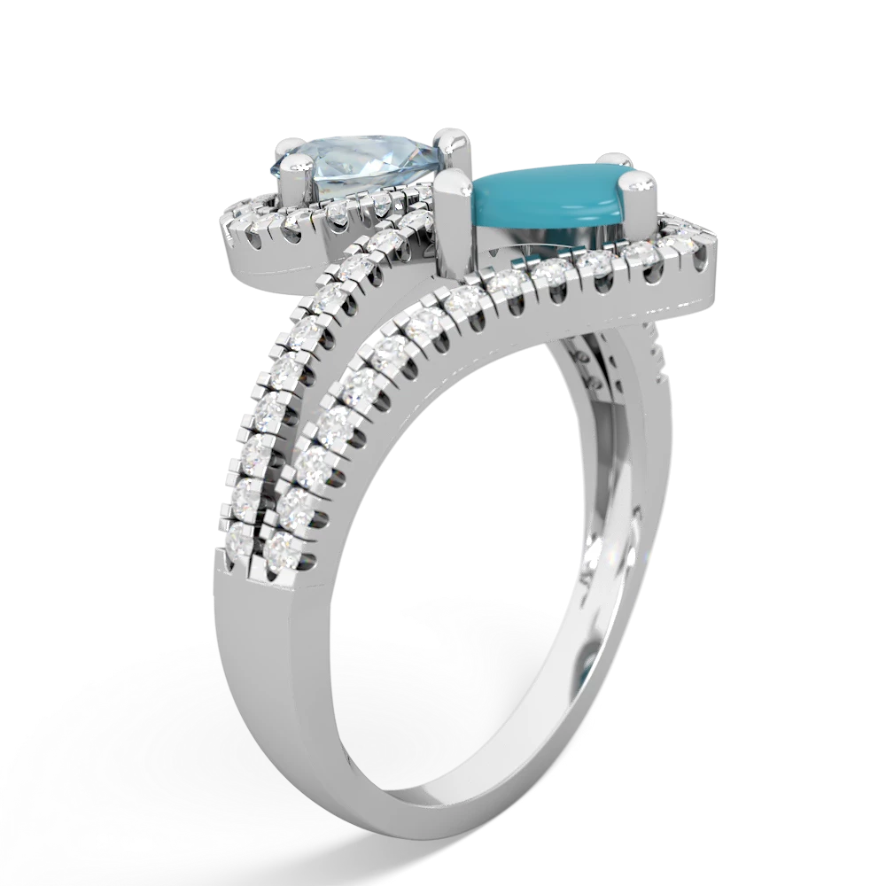 Aquamarine Diamond Dazzler 14K White Gold ring R3000