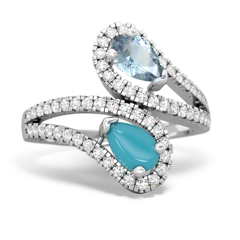 Aquamarine Diamond Dazzler 14K White Gold ring R3000