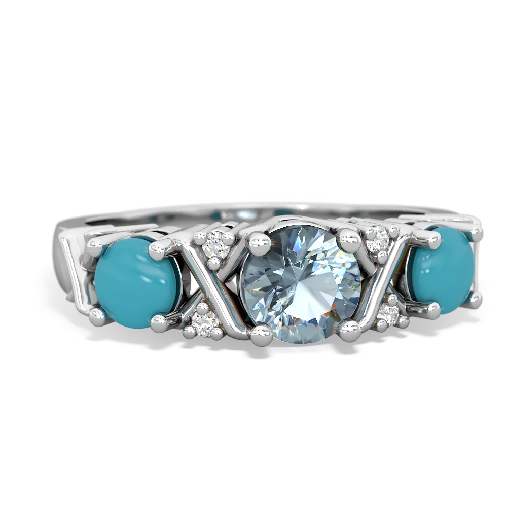 Aquamarine Hugs And Kisses 14K White Gold ring R5016