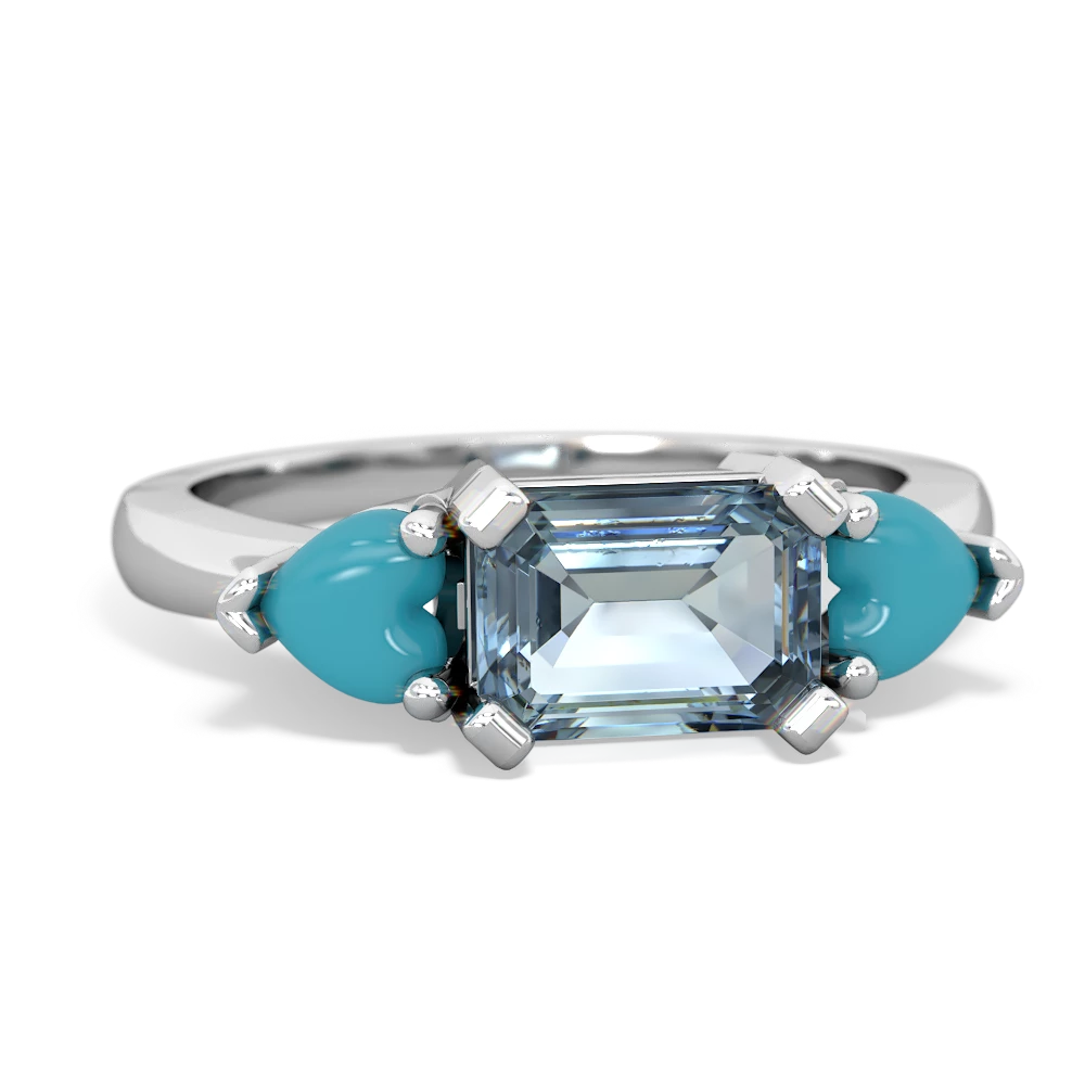 Aquamarine Three Stone 14K White Gold ring R5235