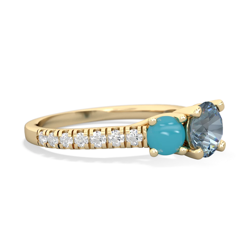 Aquamarine Pave Trellis 14K Yellow Gold ring R5500