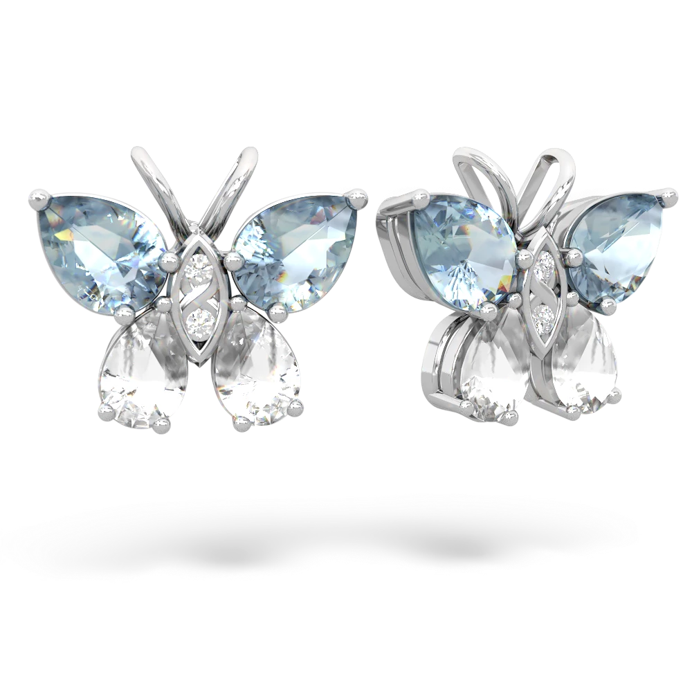 Aquamarine Butterfly 14K White Gold earrings E2215