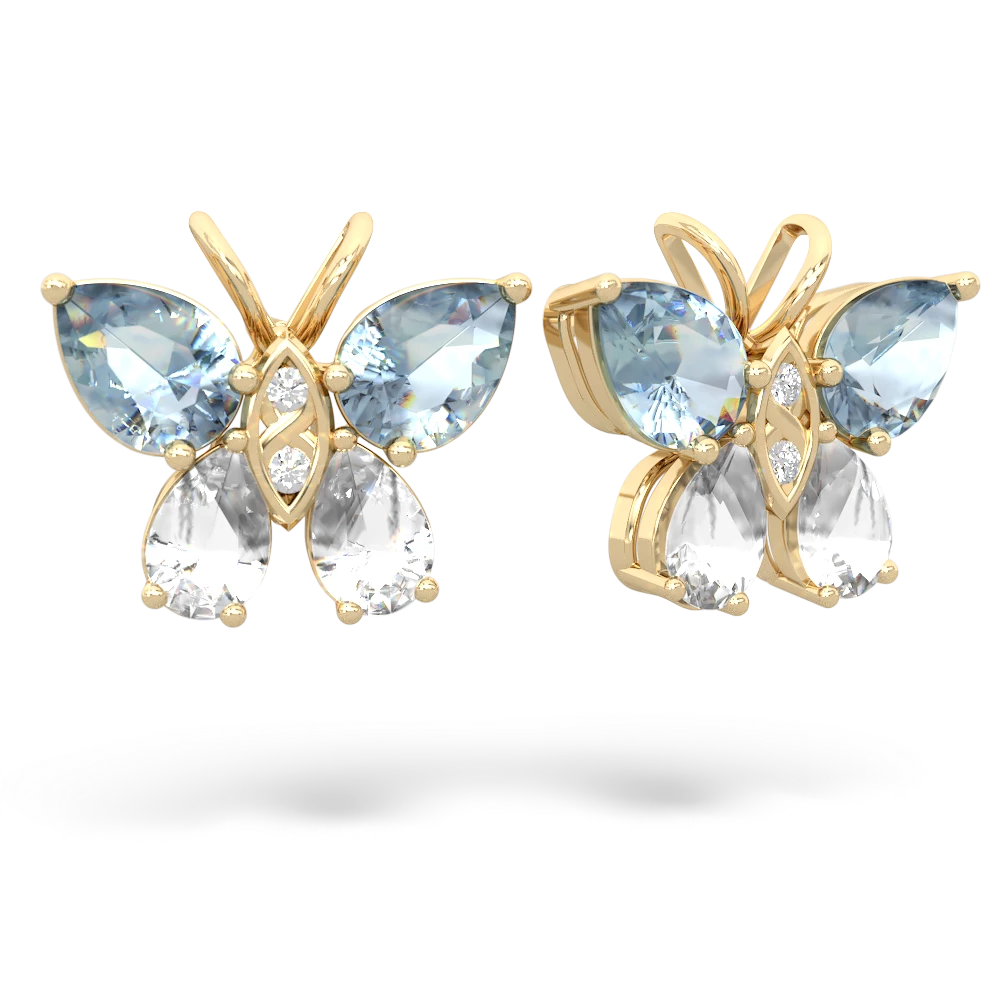 Aquamarine Butterfly 14K Yellow Gold earrings E2215