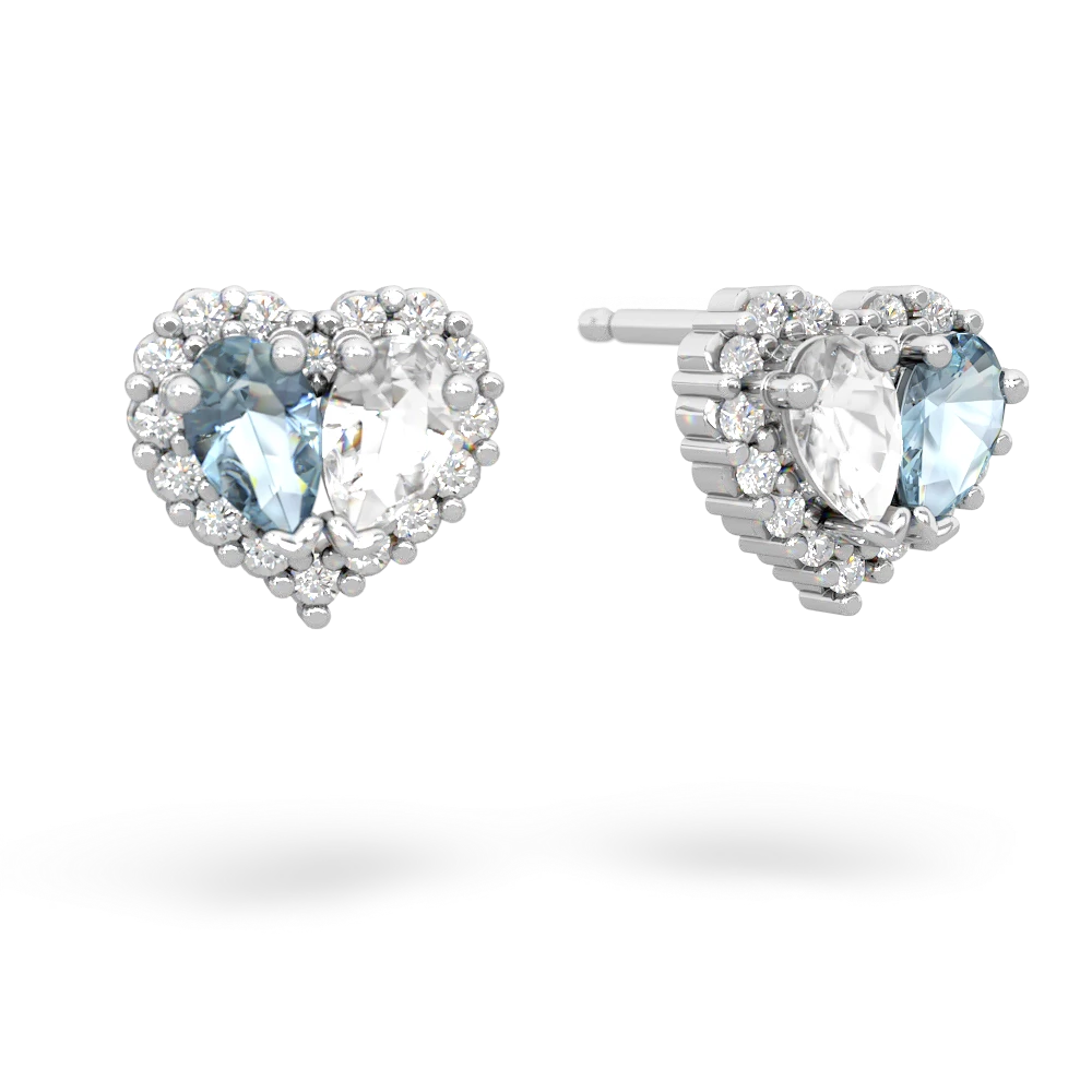 Aquamarine Halo 14K White Gold earrings E7008