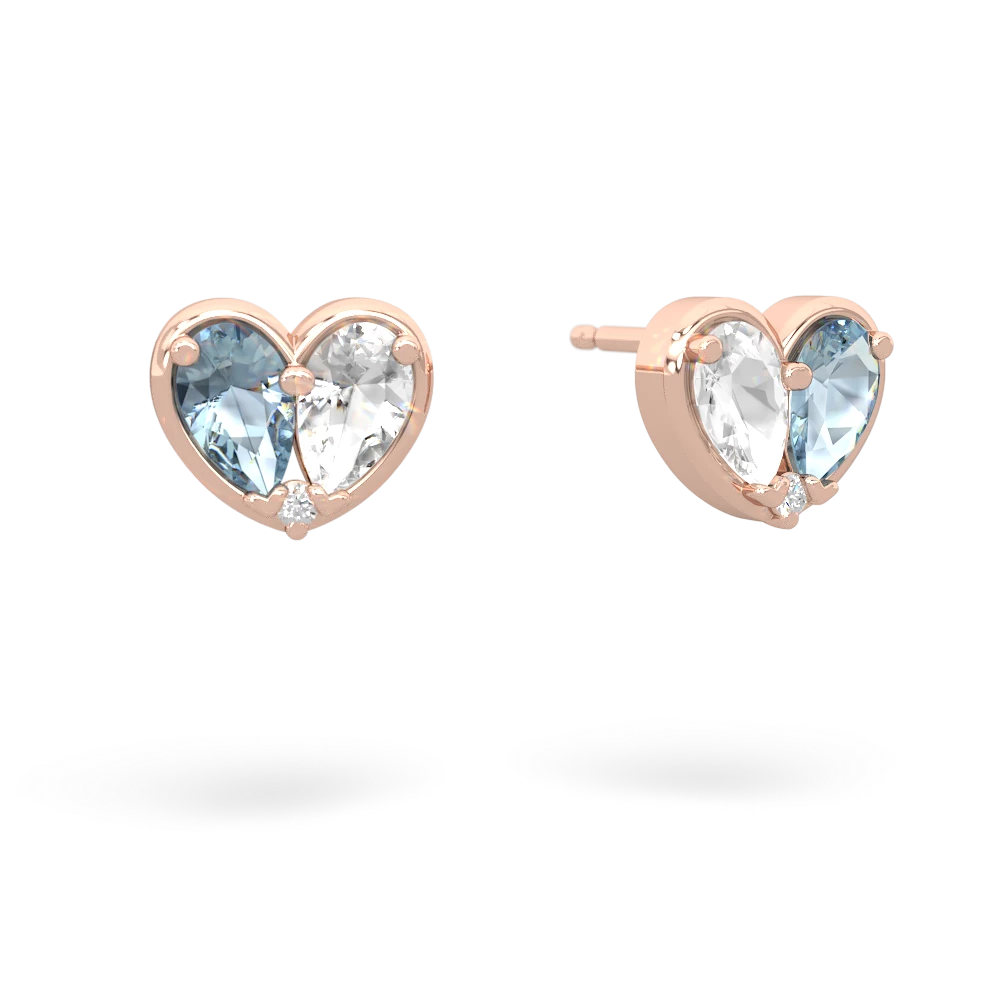 Aquamarine 'Our Heart' 14K Rose Gold earrings E5072