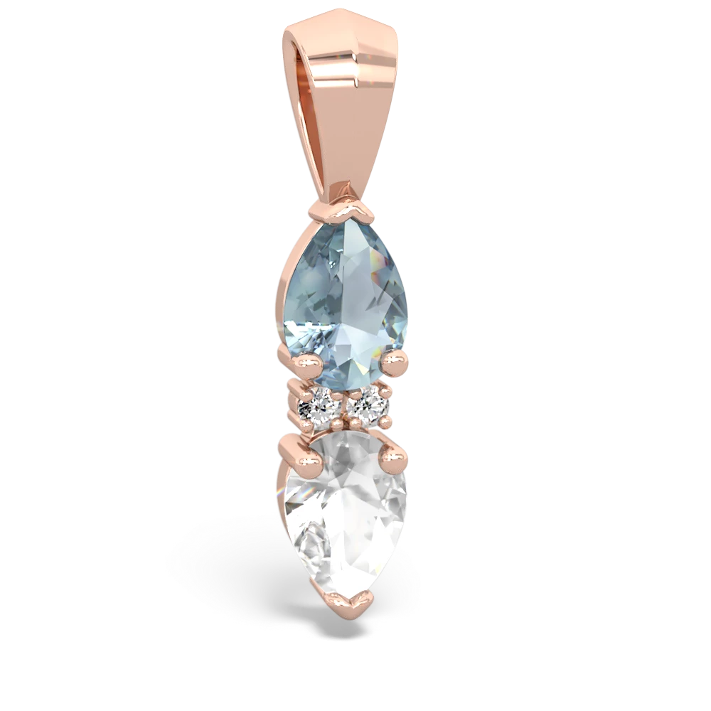 Aquamarine Bowtie Drop 14K Rose Gold pendant P0865