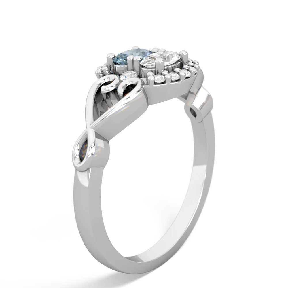 Aquamarine Love Nest 14K White Gold ring R5860