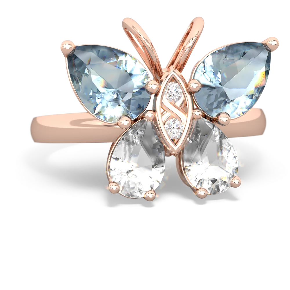 Aquamarine Butterfly 14K Rose Gold ring R2215