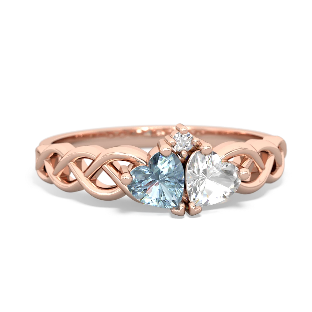 Aquamarine Heart To Heart Braid 14K Rose Gold ring R5870