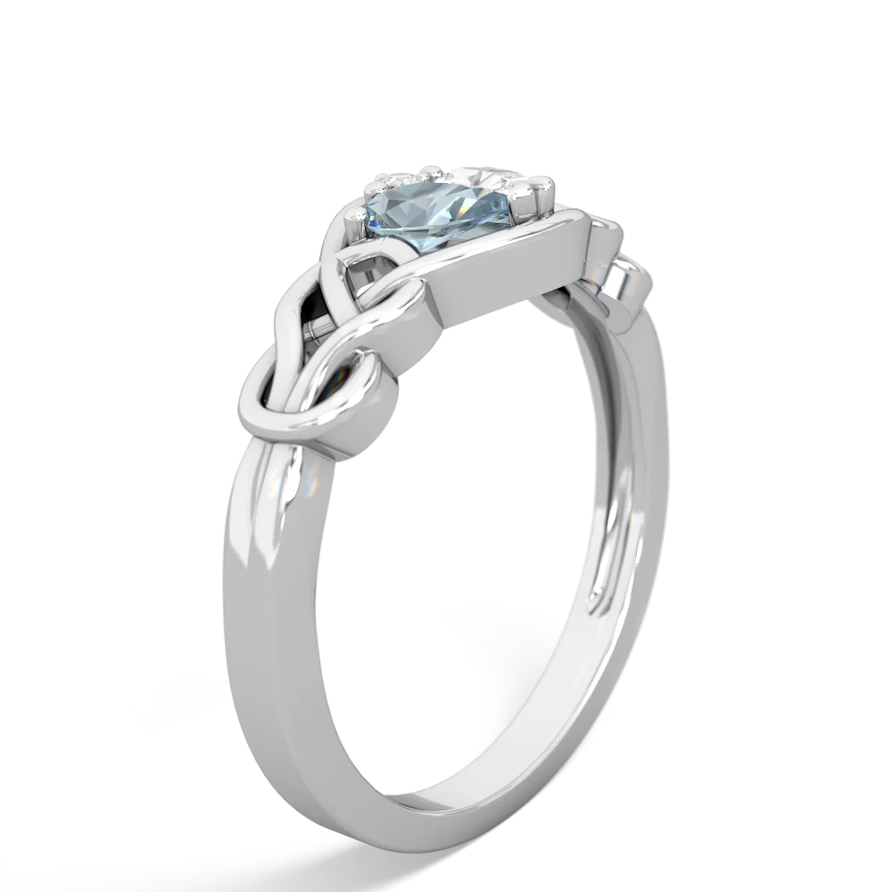 Aquamarine Celtic Love Knot 14K White Gold ring R5420