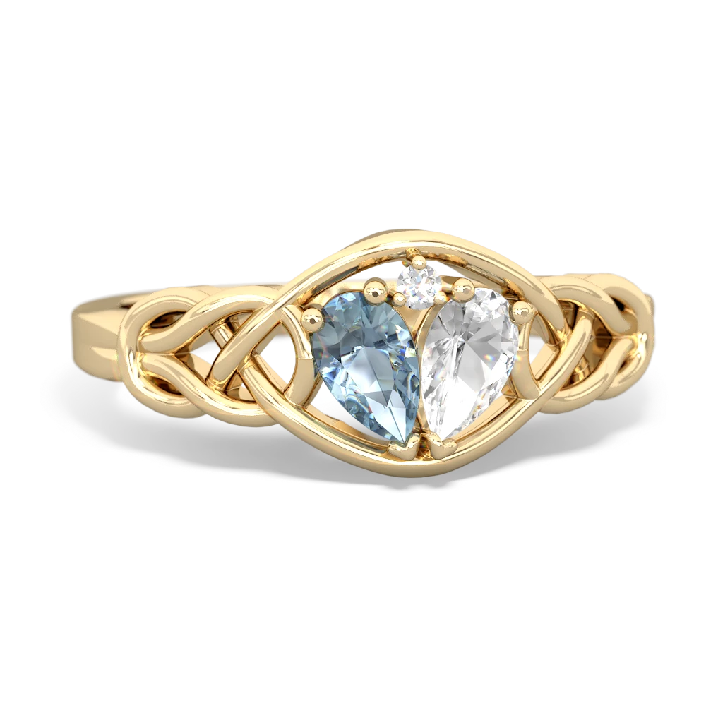 Aquamarine Celtic Love Knot 14K Yellow Gold ring R5420