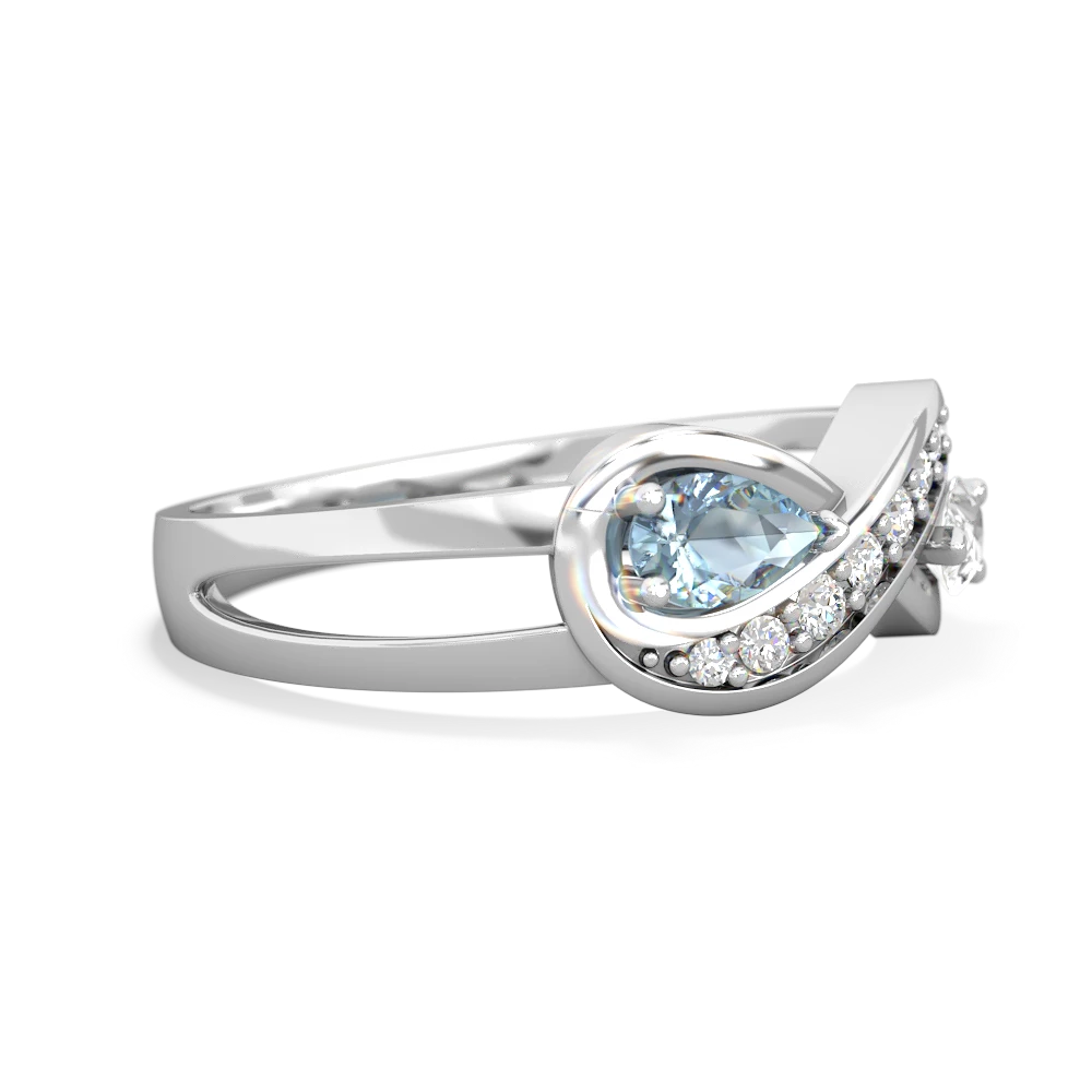 Aquamarine Diamond Infinity 14K White Gold ring R5390