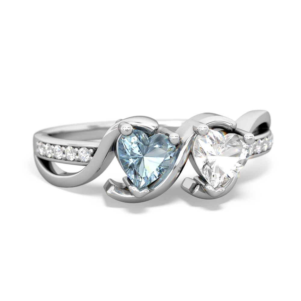 Aquamarine Side By Side 14K White Gold ring R3090