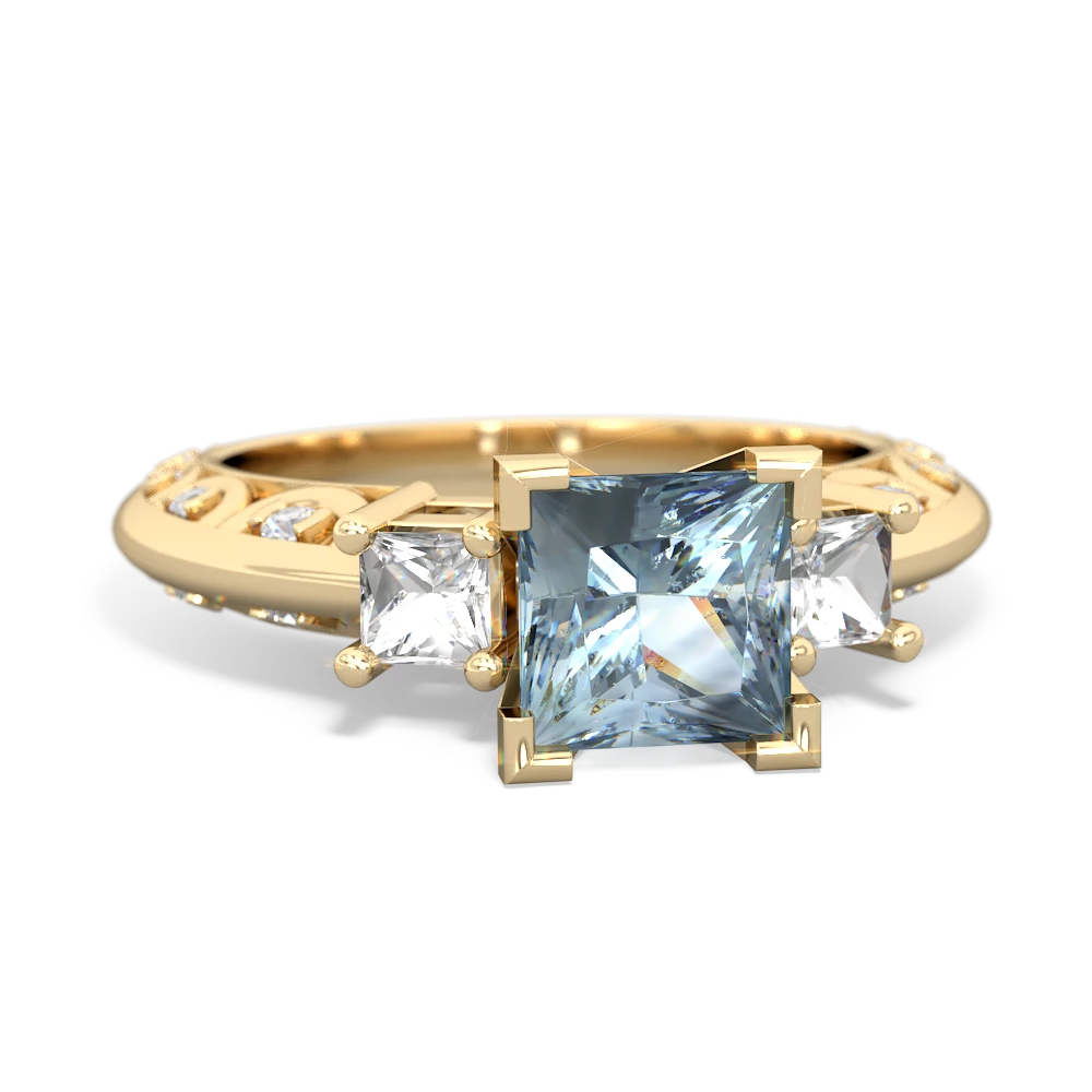 Aquamarine Eternal Embrace Engagement 14K Yellow Gold ring C2001