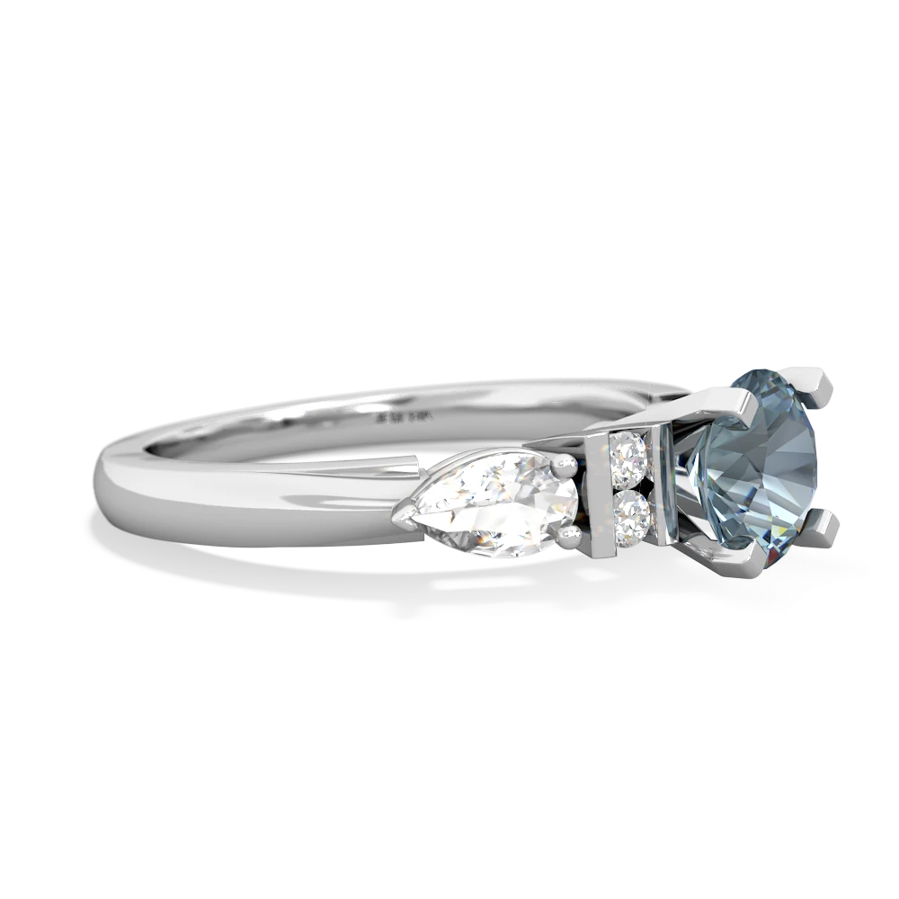 Aquamarine 6Mm Round Eternal Embrace Engagement 14K White Gold ring R2005