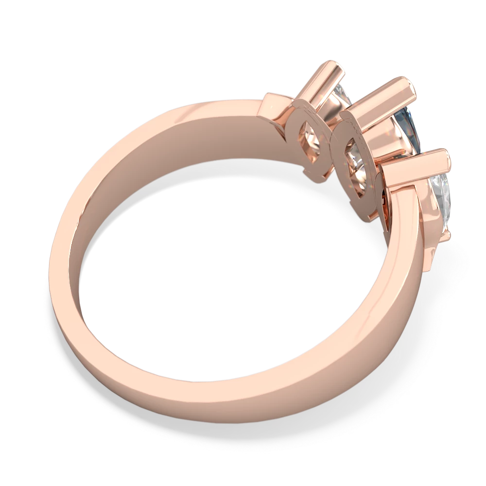 Aquamarine Three Peeks 14K Rose Gold ring R2433