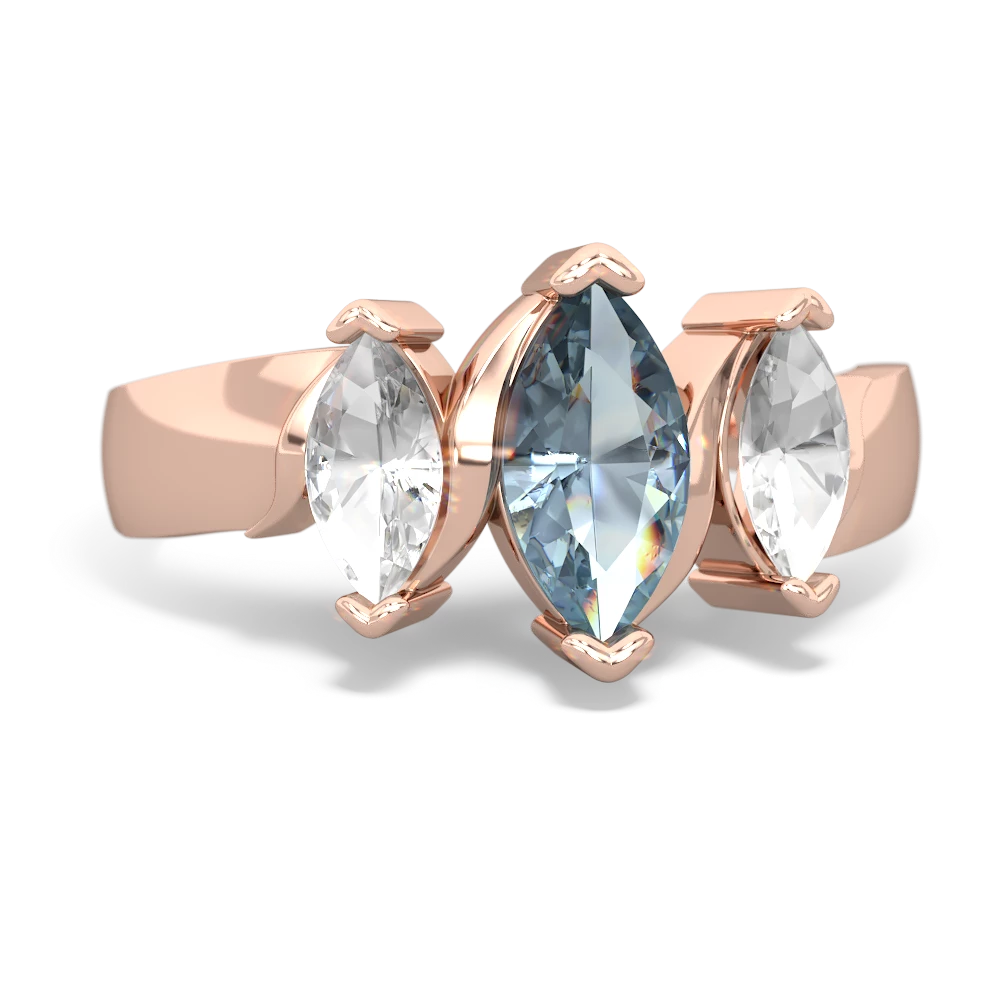 Aquamarine Three Peeks 14K Rose Gold ring R2433