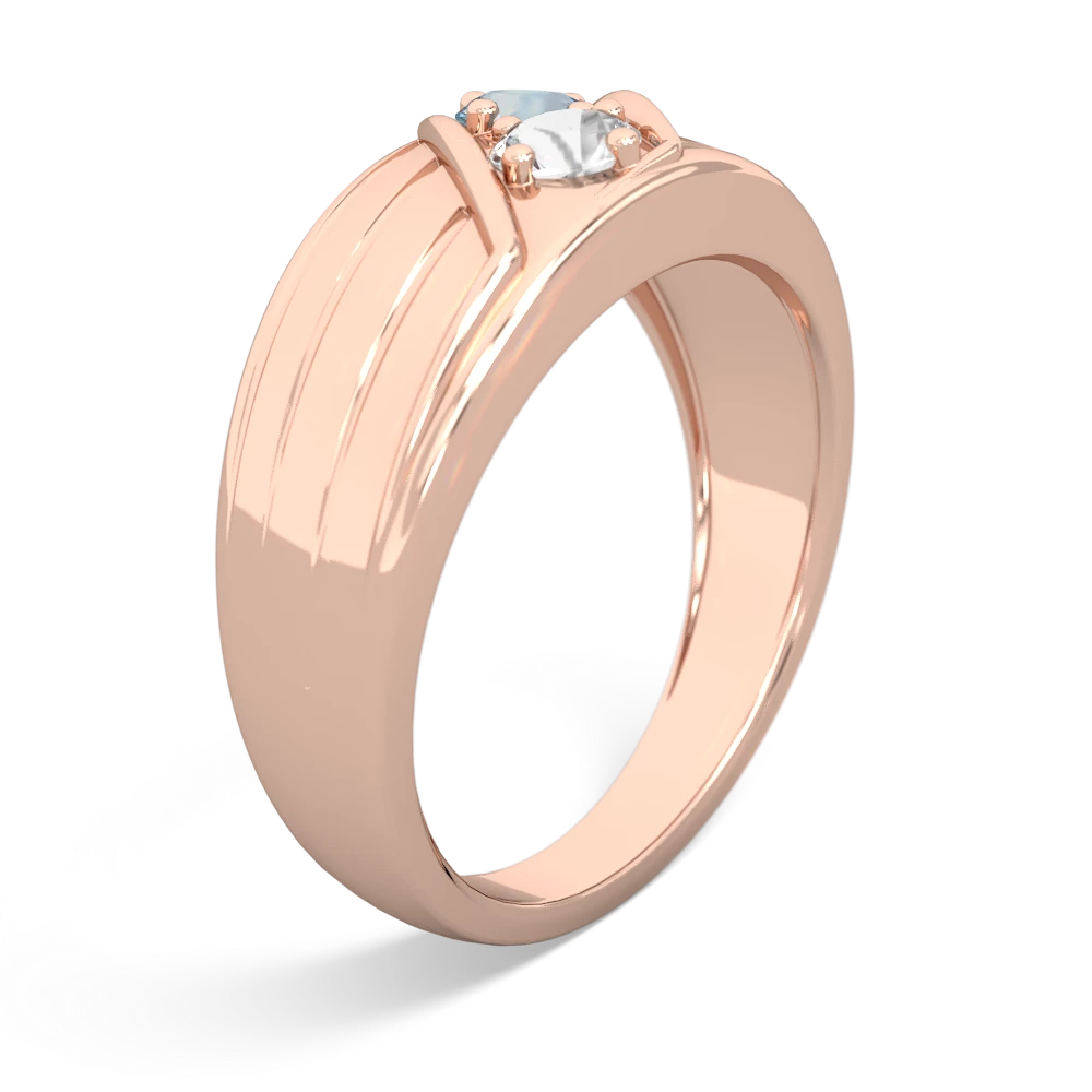 Aquamarine Men's Streamline 14K Rose Gold ring R0460