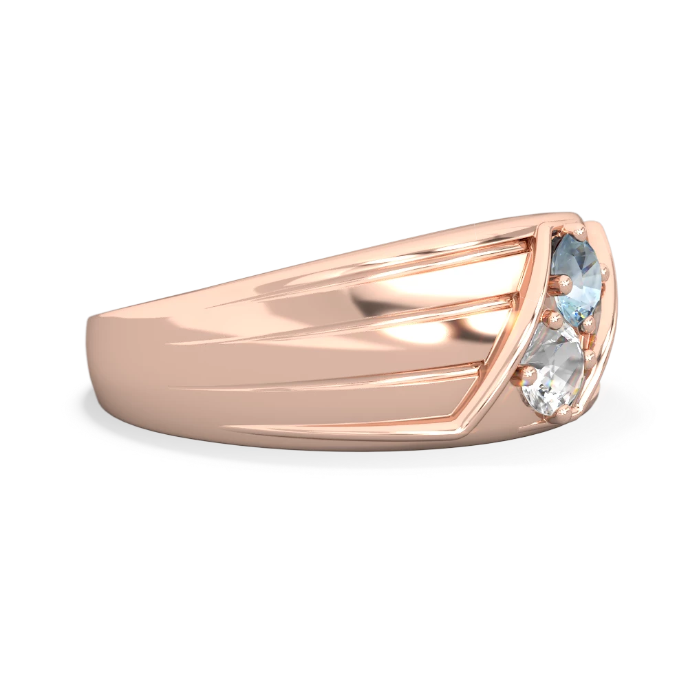 Aquamarine Men's Streamline 14K Rose Gold ring R0460