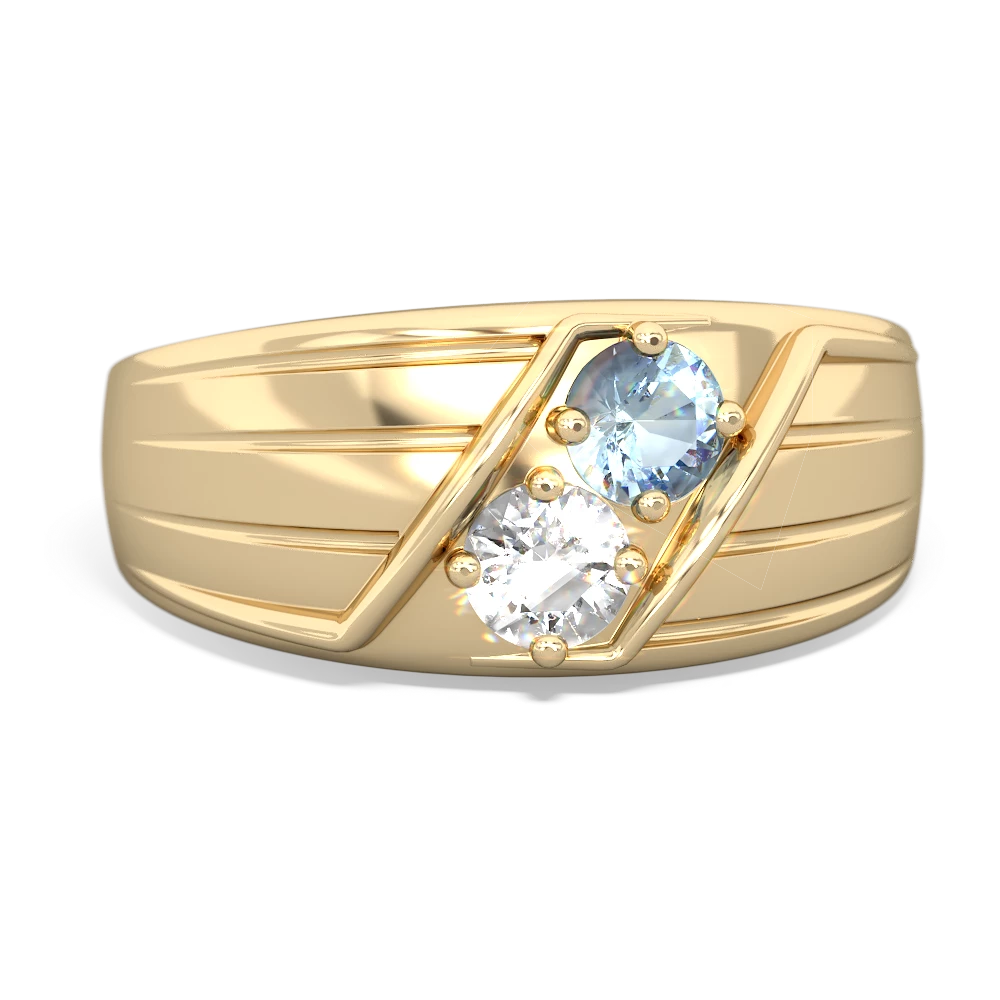 Aquamarine Men's Streamline 14K Yellow Gold ring R0460