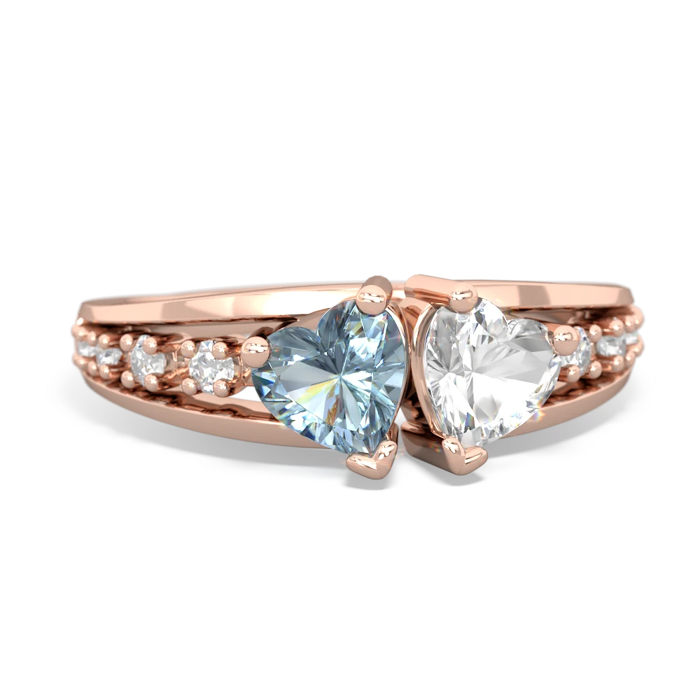 Aquamarine Heart To Heart 14K Rose Gold ring R3342