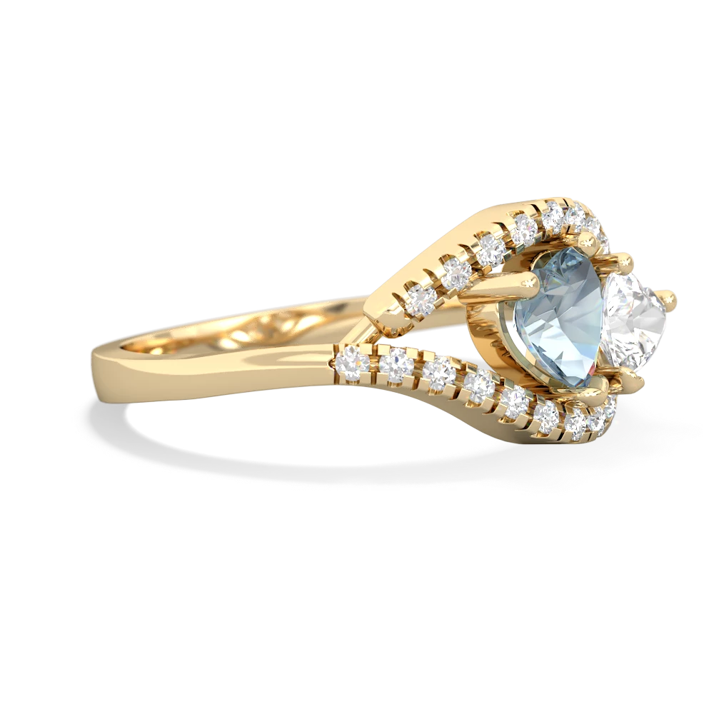 Aquamarine Mother And Child 14K Yellow Gold ring R3010