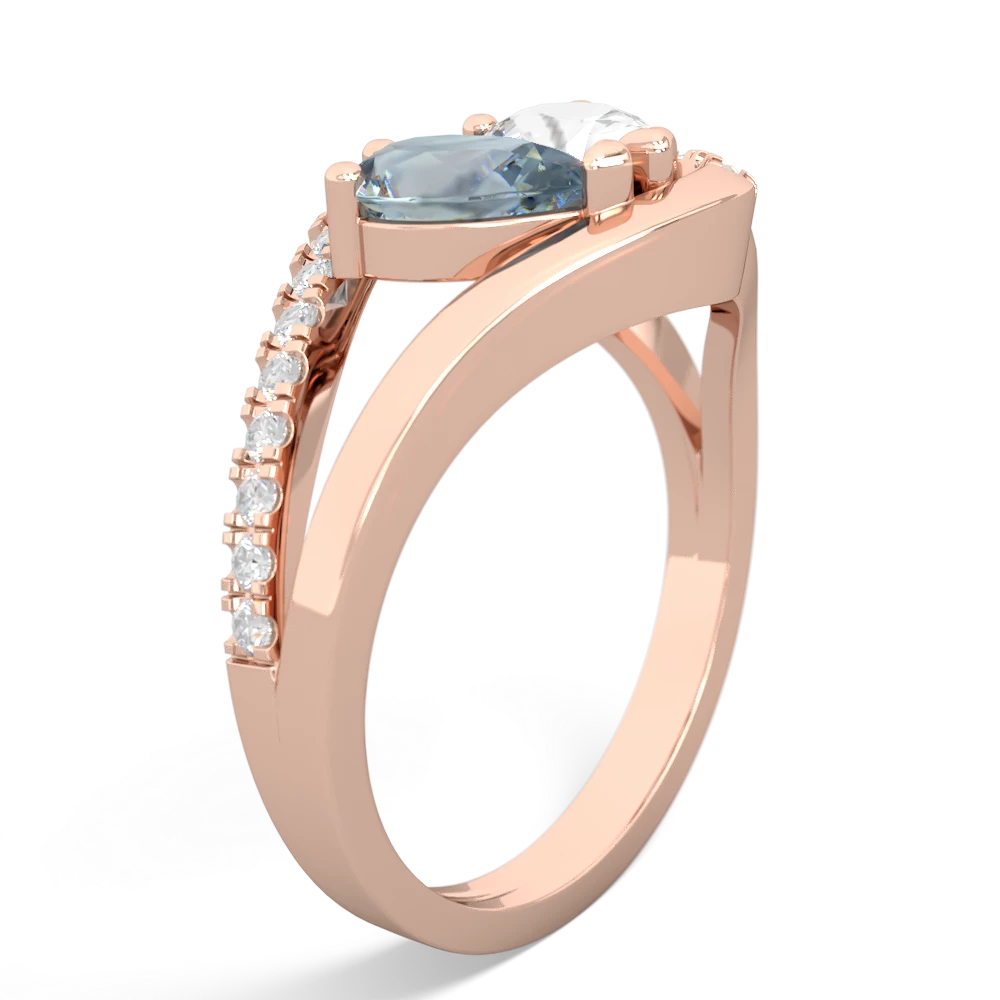 Aquamarine Nestled Heart Keepsake 14K Rose Gold ring R5650