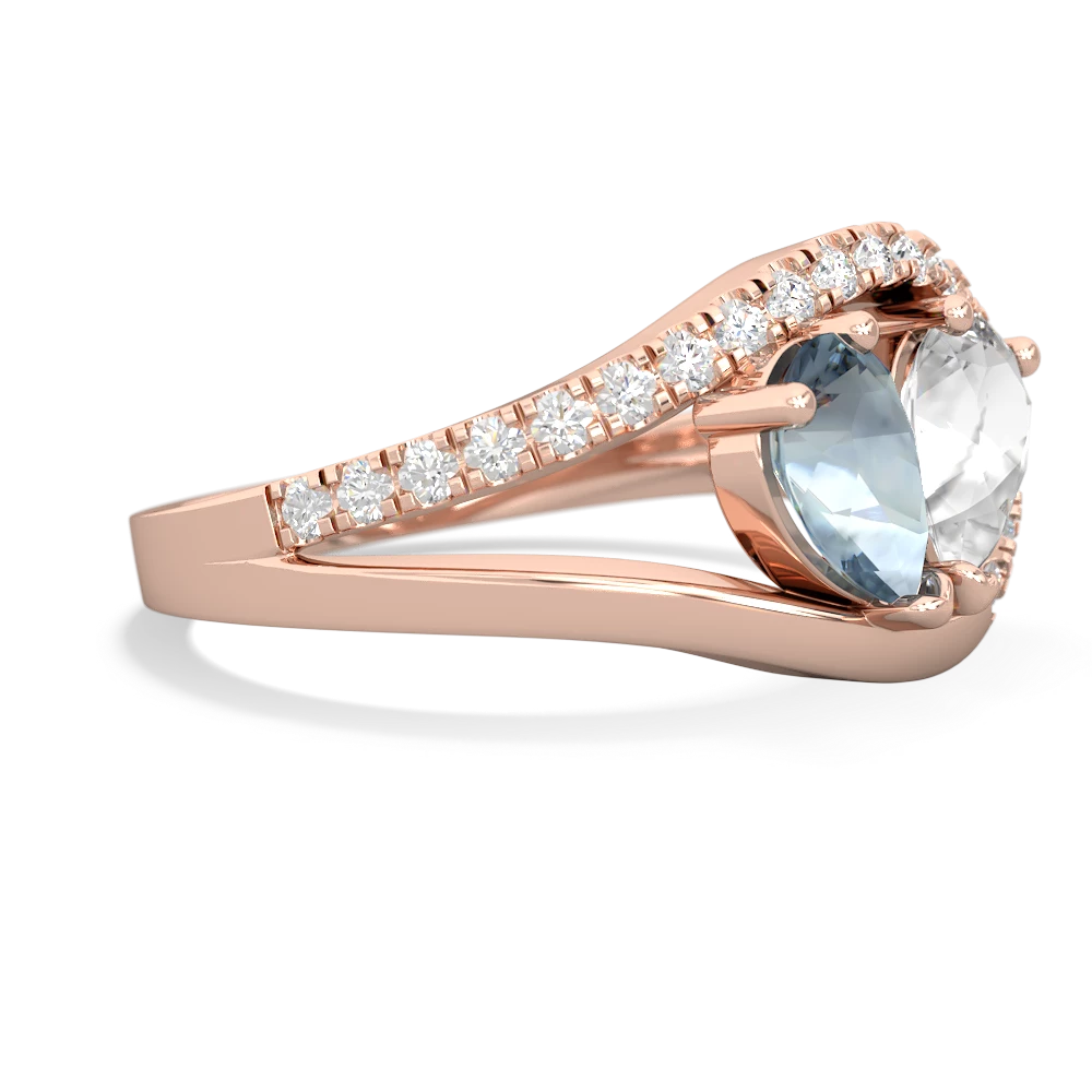 Aquamarine Nestled Heart Keepsake 14K Rose Gold ring R5650