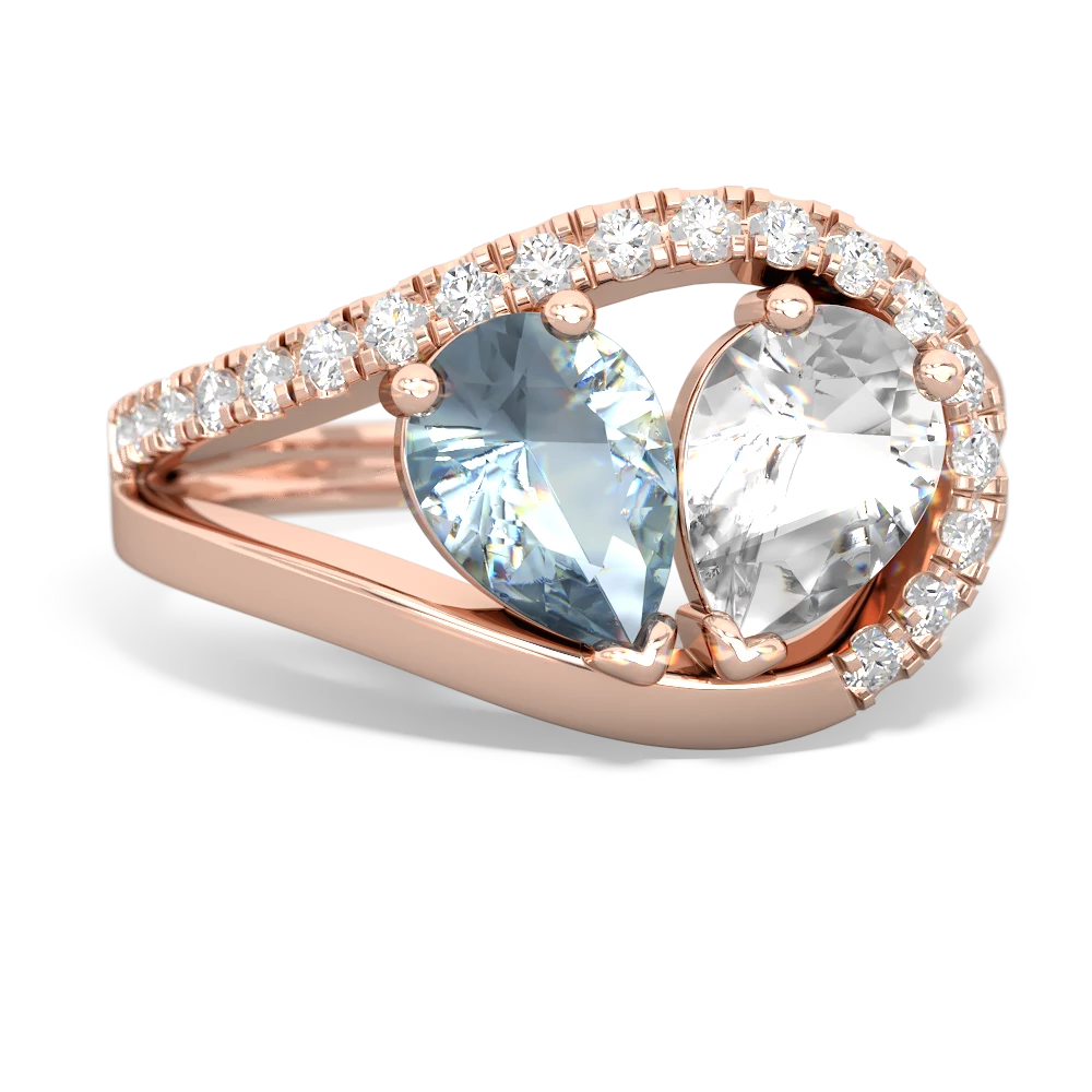 Aquamarine Nestled Heart Keepsake 14K Rose Gold ring R5650