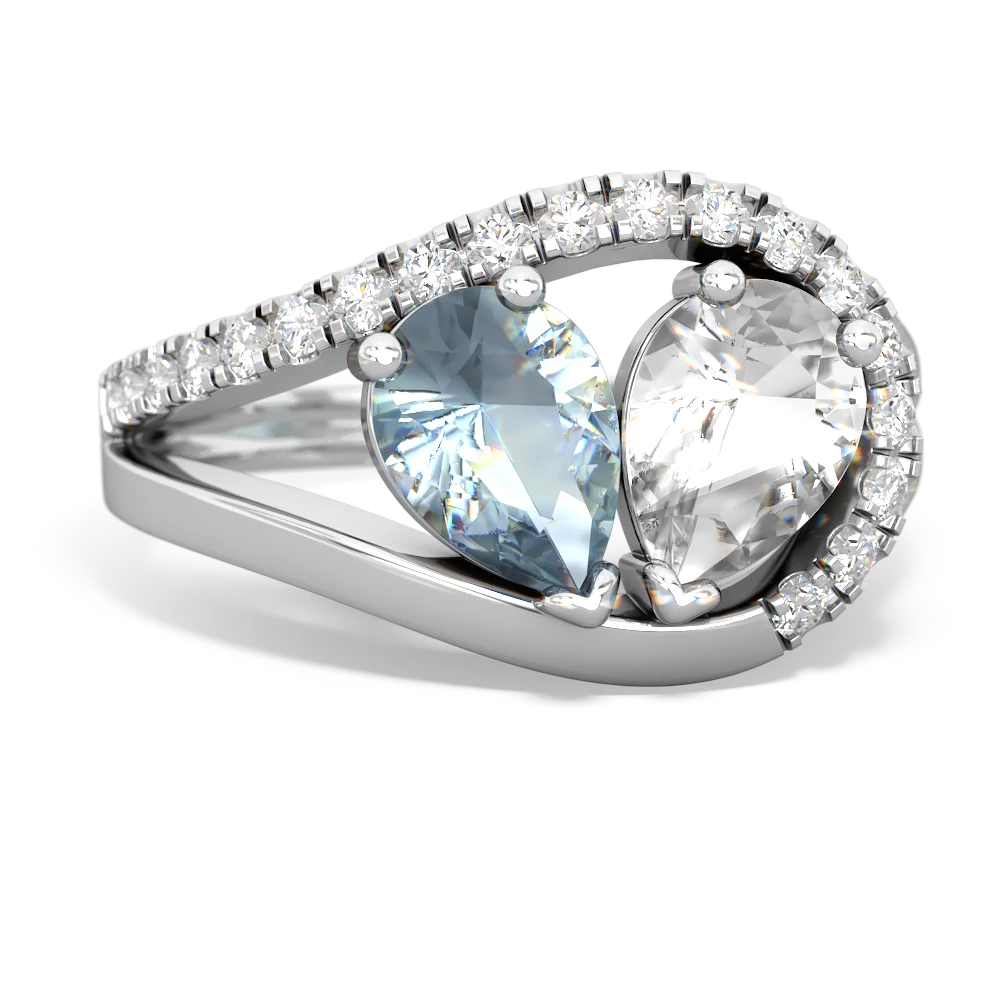 Aquamarine Nestled Heart Keepsake 14K White Gold ring R5650