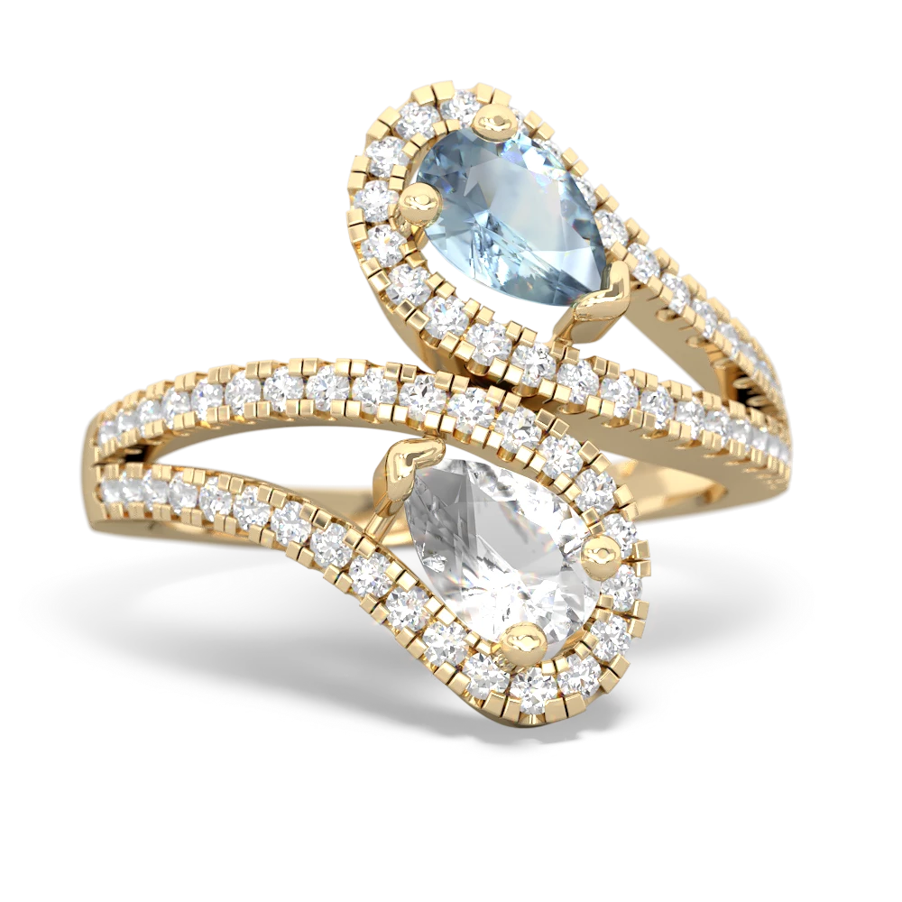 Aquamarine Diamond Dazzler 14K Yellow Gold ring R3000