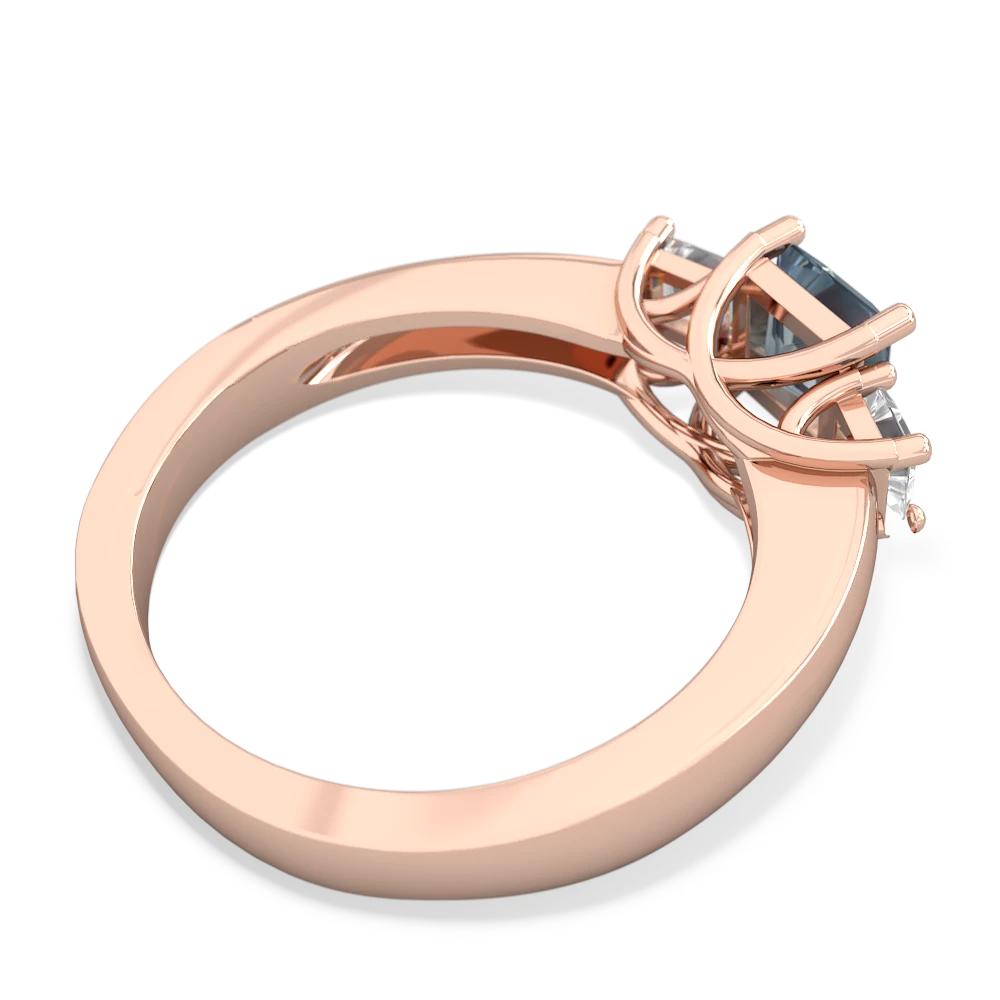 Aquamarine Three Stone Trellis 14K Rose Gold ring R4015