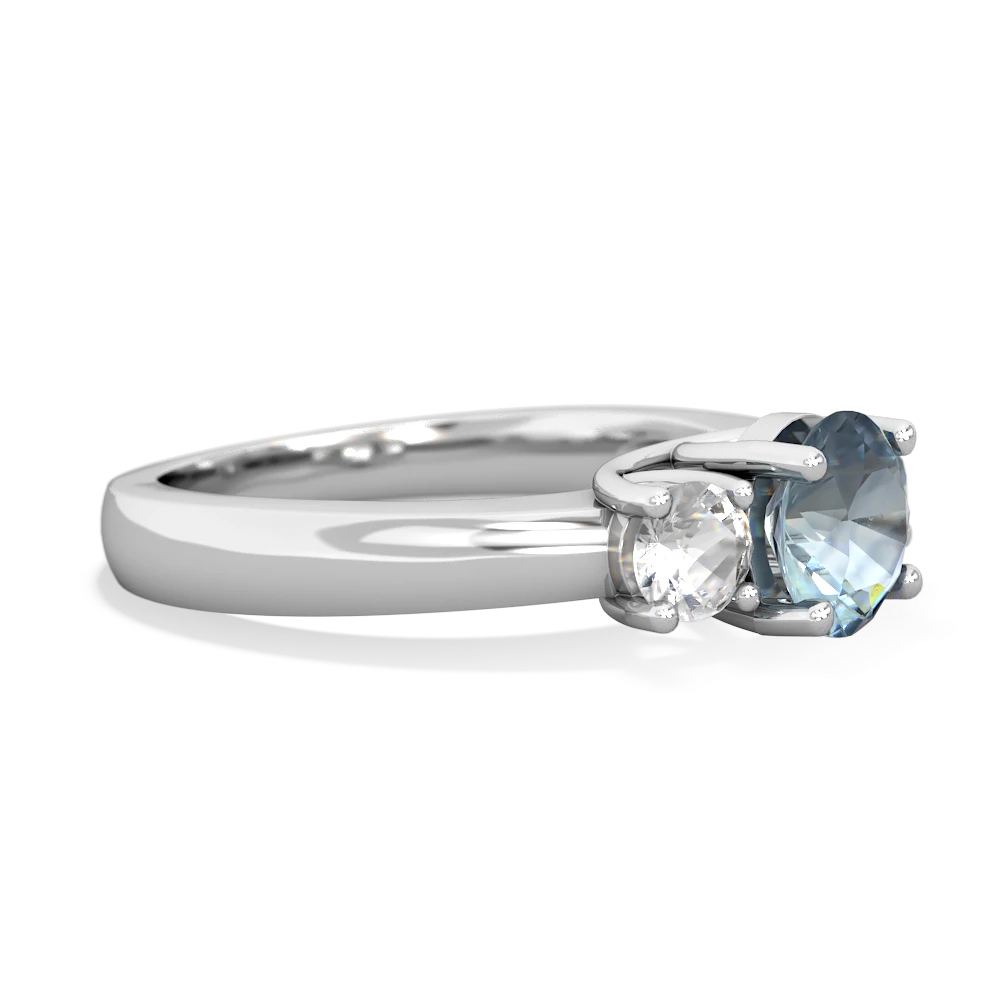 Aquamarine Three Stone Round Trellis 14K White Gold ring R4018