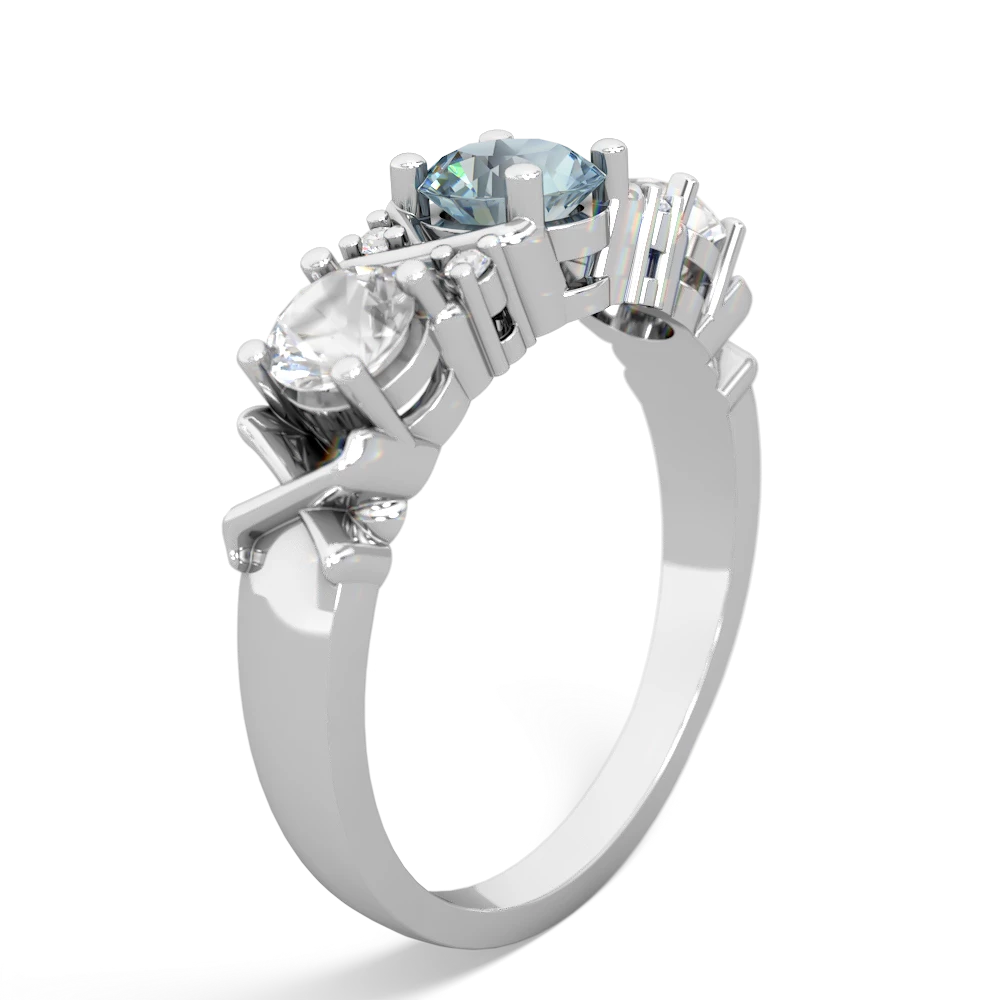 Aquamarine Hugs And Kisses 14K White Gold ring R5016