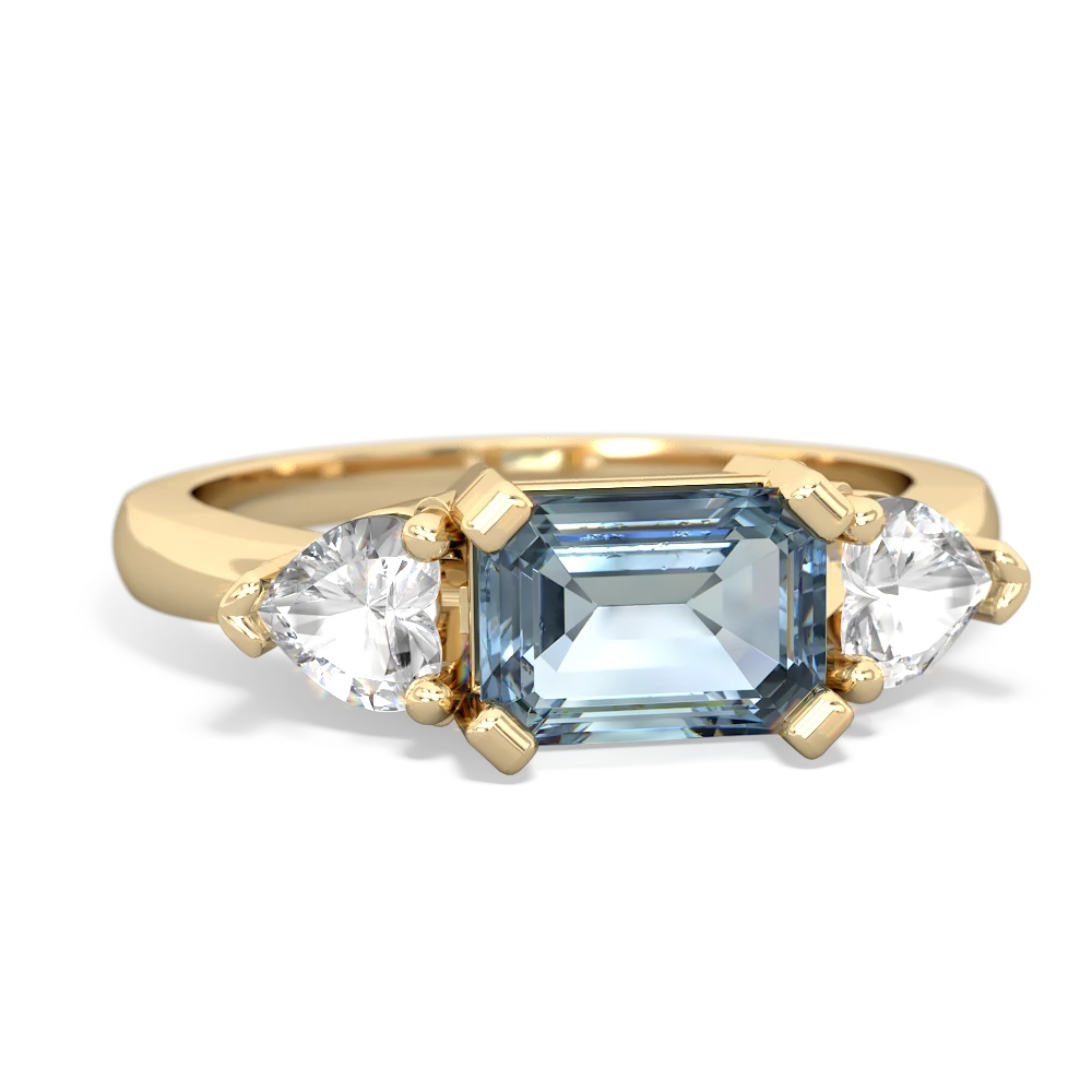 Aquamarine Three Stone 14K Yellow Gold ring R5235