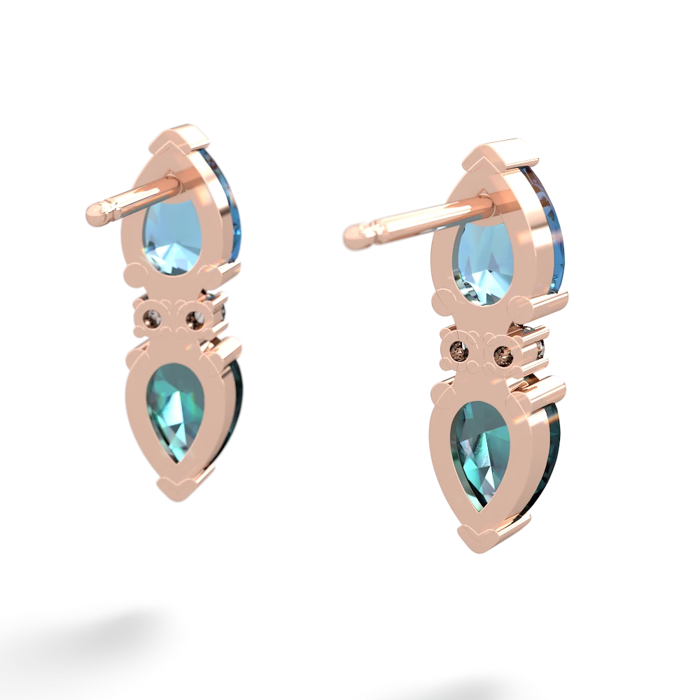 Blue Topaz Bowtie Drop 14K Rose Gold earrings E0865