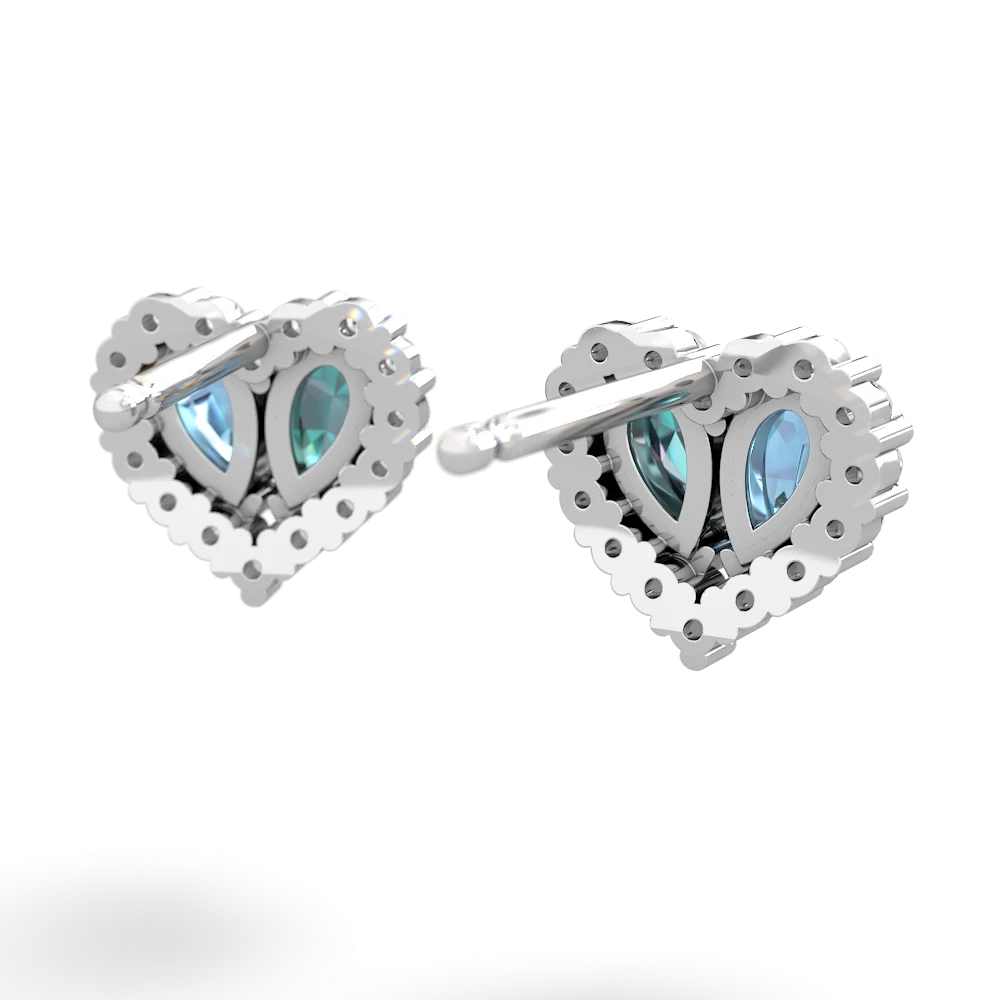 Blue Topaz Halo 14K White Gold earrings E7008