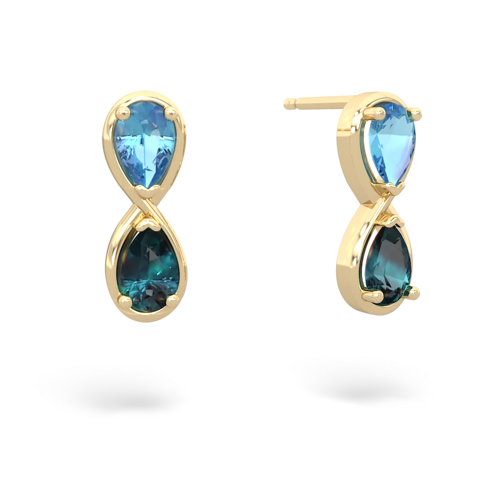 Blue Topaz Infinity 14K Yellow Gold earrings E5050