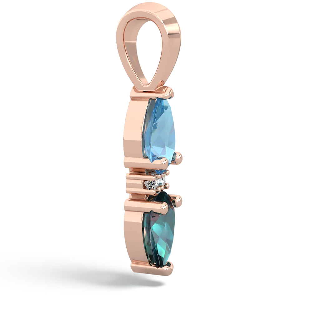 Blue Topaz Bowtie Drop 14K Rose Gold pendant P0865