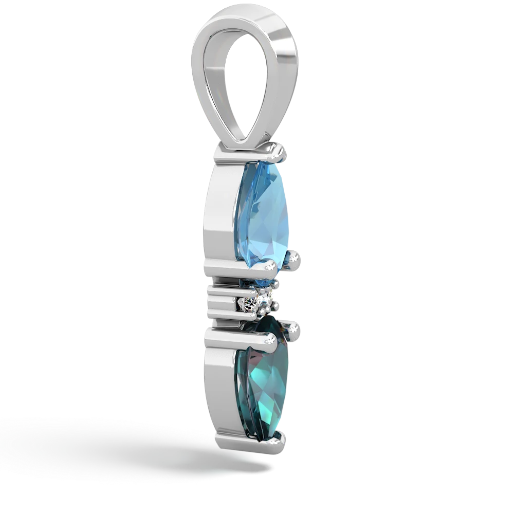 Blue Topaz Bowtie Drop 14K White Gold pendant P0865