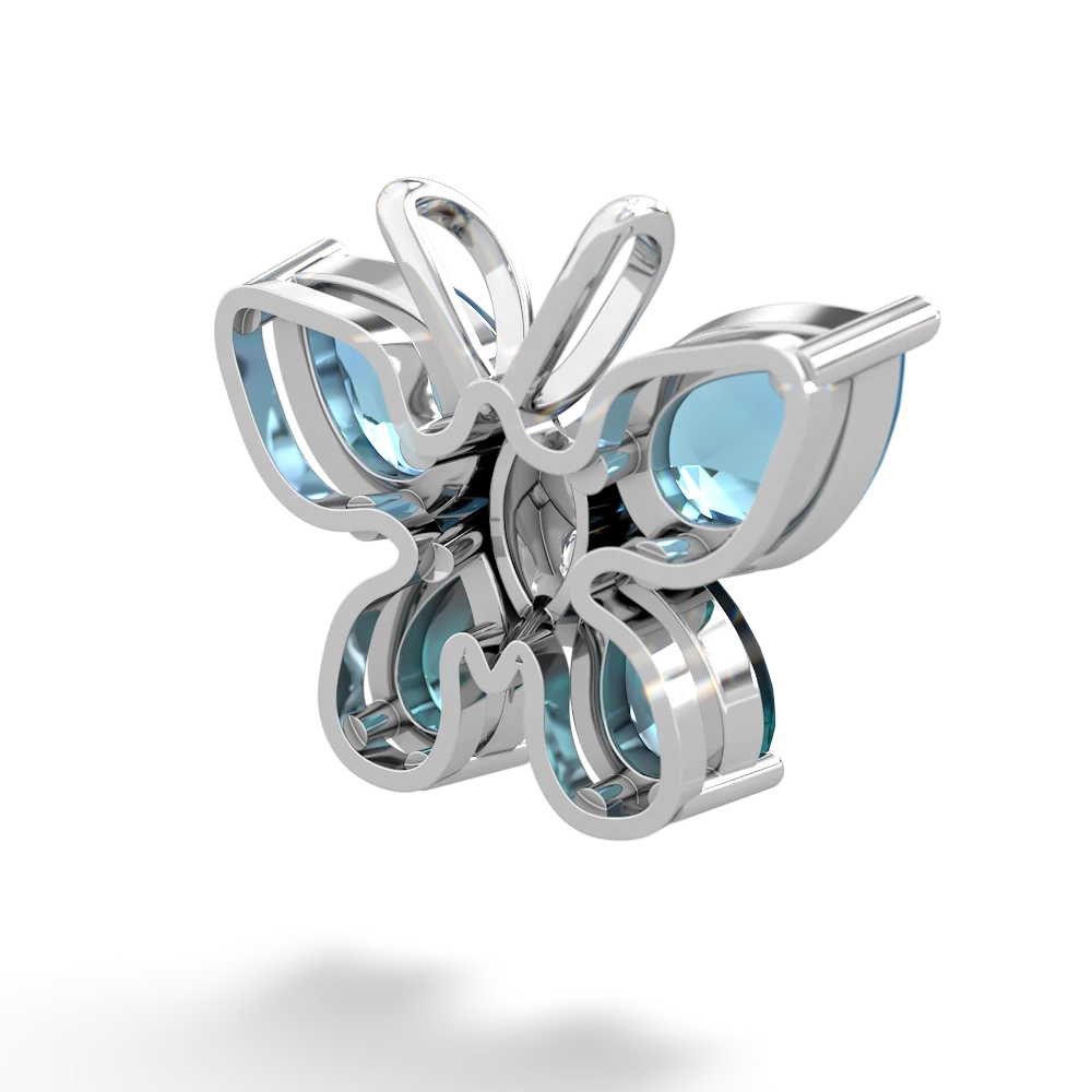 Blue Topaz Butterfly 14K White Gold pendant P2215