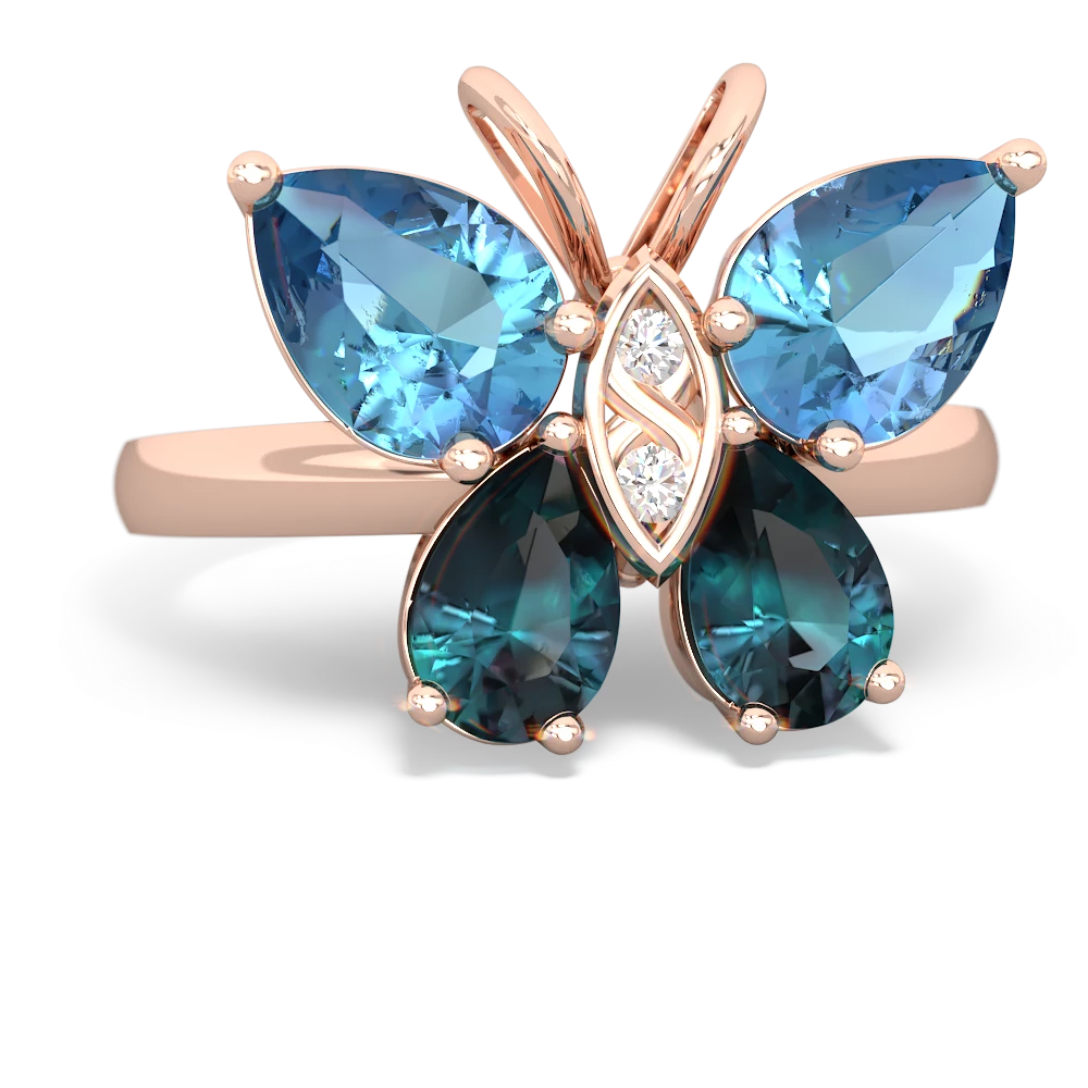 Blue Topaz Butterfly 14K Rose Gold ring R2215