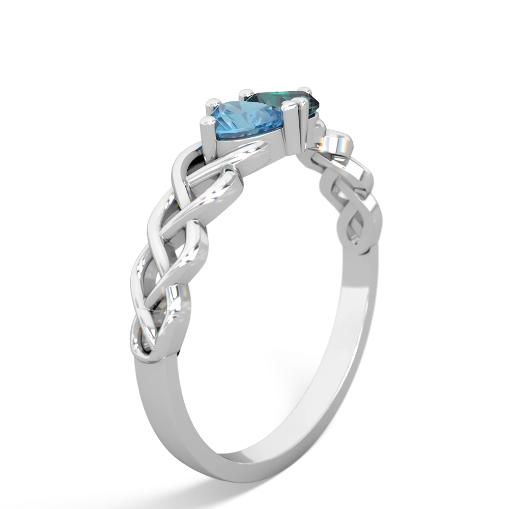 Blue Topaz Heart To Heart Braid 14K White Gold ring R5870